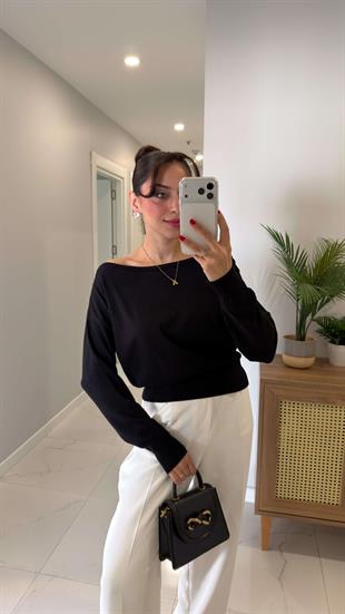 Roddi Siyah Tek Omuzu Açık Triko