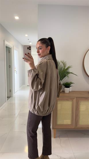 Rome Vizon Düğme Detaylı Kısa Trençkot