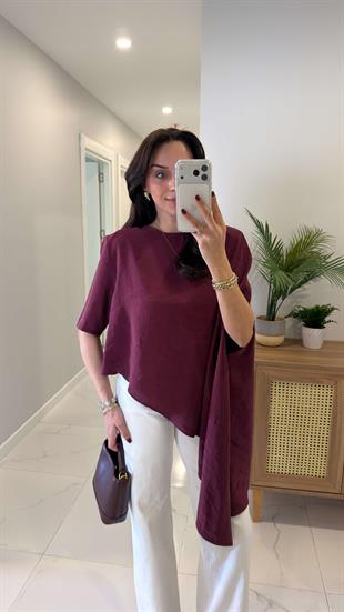 Romes Bordo Vatkalı Şal Bluz