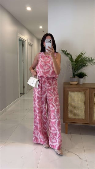 Rosalie Pembe Nakış İşlemeli Takım