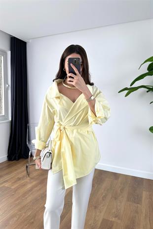 Rossa Sarı Kuşaklı Poplin Gömlek