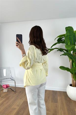 Rossa Sarı Kuşaklı Poplin Gömlek