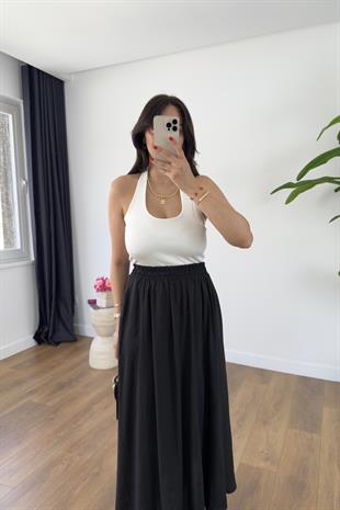 Rox Beyaz Boyun Askı Detaylı Fitilli Atlet