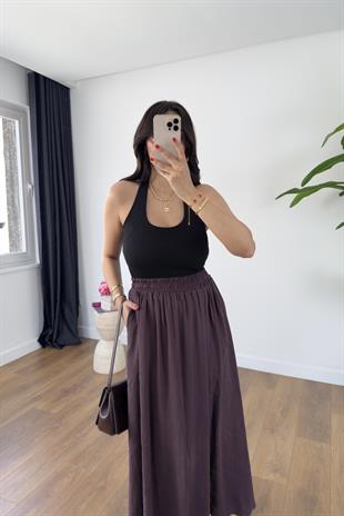 Rox Siyah Boyun Askı Detaylı Fitilli Atlet