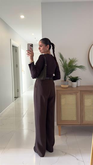 Rozenna Kahve Palazzo Pantolon