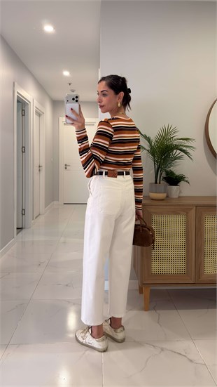Sadrol Beyaz Barrel Jean