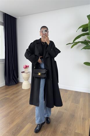 Sandy Siyah Premium Trençkot