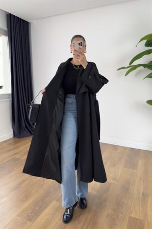 Sandy Siyah Premium Trençkot