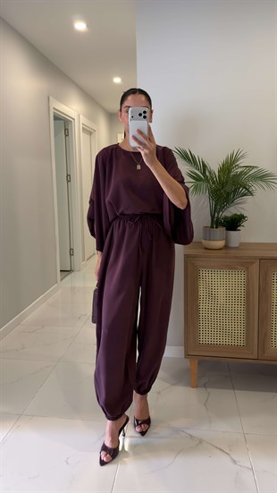 Sanira Mürdüm Bluz Şalvar Pantolon Takım