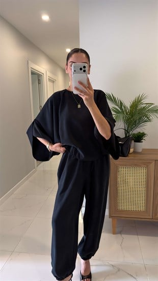 Sanira Siyah Bluz Şalvar Pantolon Takım