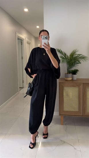Sanira Siyah Bluz Şalvar Pantolon Takım