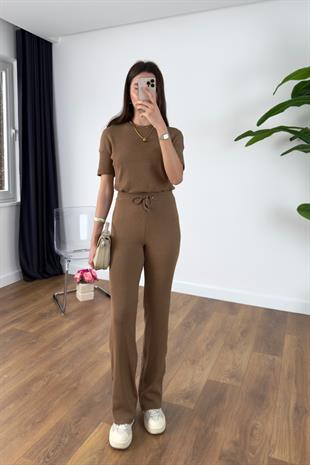 Sanlat Camel Kısa Kollu Fitilli Takım
