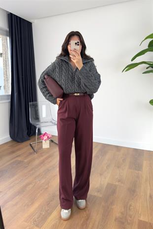Sella Bordo Gizli Düğme Detaylı Palazzo Pantolon