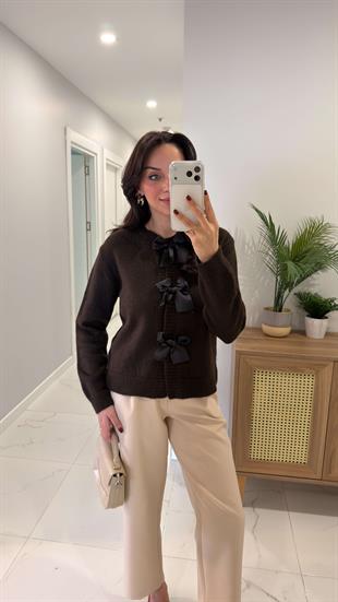 Setana Kahve Fiyonk Detaylı Hırka