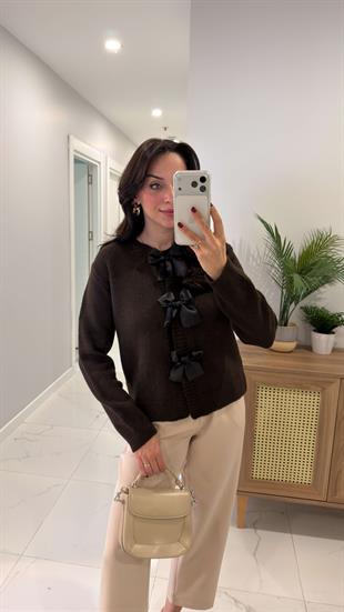 Setana Kahve Fiyonk Detaylı Hırka