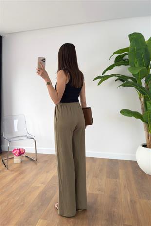 Sevin Haki Keten Beli Bağlamalı Pantolon