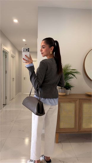 Seyra Füme Gömlek Detaylı Triko