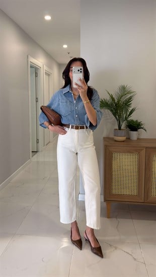 Sirasta Ekru Kemerli Jean