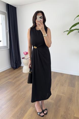 Sita Siyah Toka Detaylı Maxi Elbise