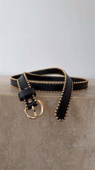 Siyah Gold Tokalı Top Zincirli Kemer