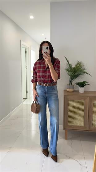 Sona Mavi Kemerli Straıght Jean