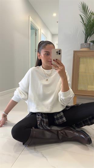 Sonya Beyaz Basic Sweat