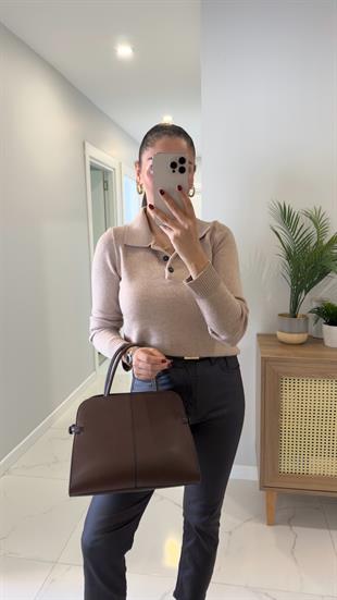 Soriel Camel Polo Yaka Triko