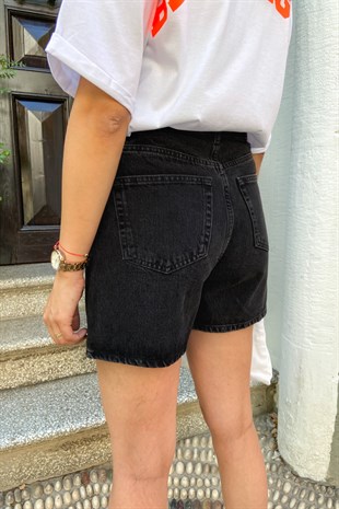 Siyah Mom Şort