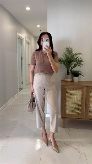 Storry Bej Düz Kesim Pantolon