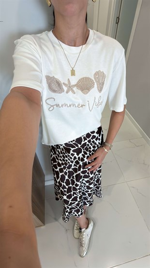 Summer Vibes Pul Nakışlı Tişört