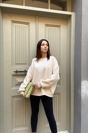 Ekru Basic Sweatshirt