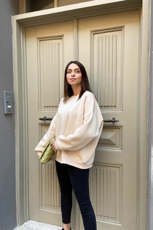 Ekru Basic Sweatshirt