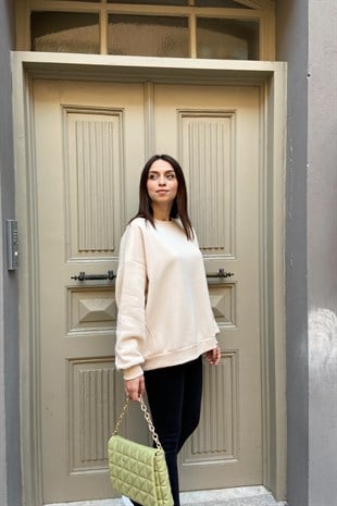 Ekru Basic Sweatshirt