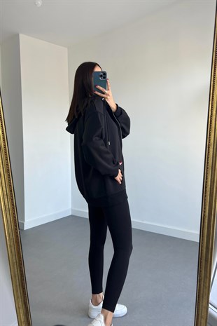Siyah Fermuar Detaylı Sweatshirt