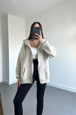 Vizon Fermuar Detaylı Sweatshirt