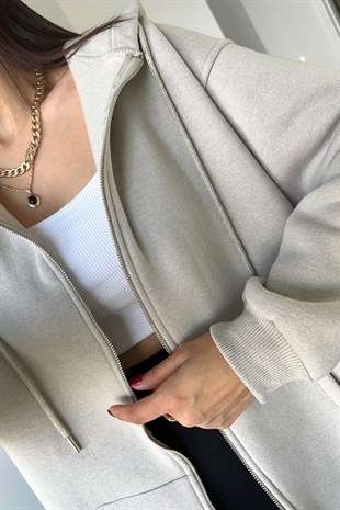 Vizon Fermuar Detaylı Sweatshirt