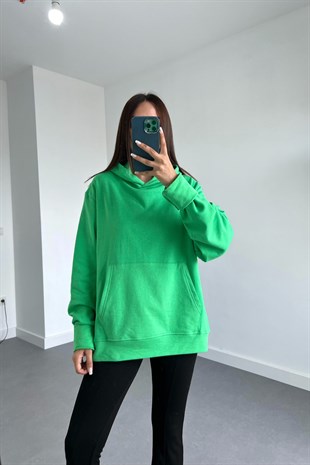 Yeşil Kapüşonlu Sweatshirt 