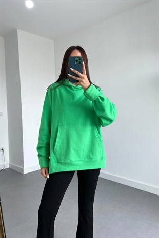Yeşil Kapüşonlu Sweatshirt 
