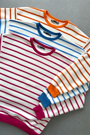 ZR Mavi Çizgili Sweatshirt