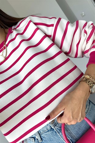 ZR Pembe Çizgili Sweatshirt