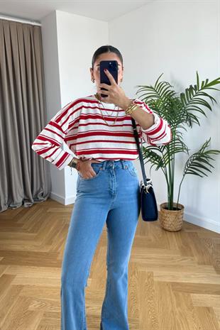 ZR Pulpy Kırmızı Çizgili Sweatshirt