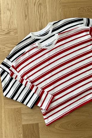 ZR Pulpy Siyah Çizgili Sweatshirt