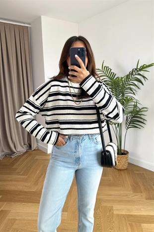 ZR Pulpy Siyah Çizgili Sweatshirt