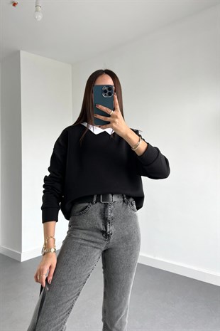 ZR Siyah Bebe Yaka Sweatshirt
