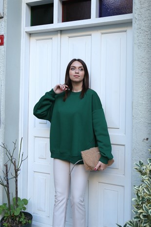 Zümrüt Yeşili Basic Sweatshirt