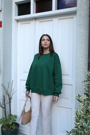Zümrüt Yeşili Basic Sweatshirt