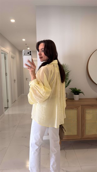 Swersa Açık Sarı Transparan Oversıze Gömlek