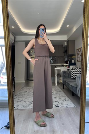 Kahve Keten İkili Takım