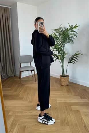 Storm Siyah Modal Sweatshirt Pantolon Takım