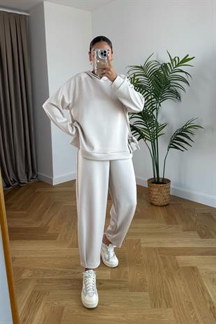 Storm Taş Modal Sweatshirt Pantolon Takım